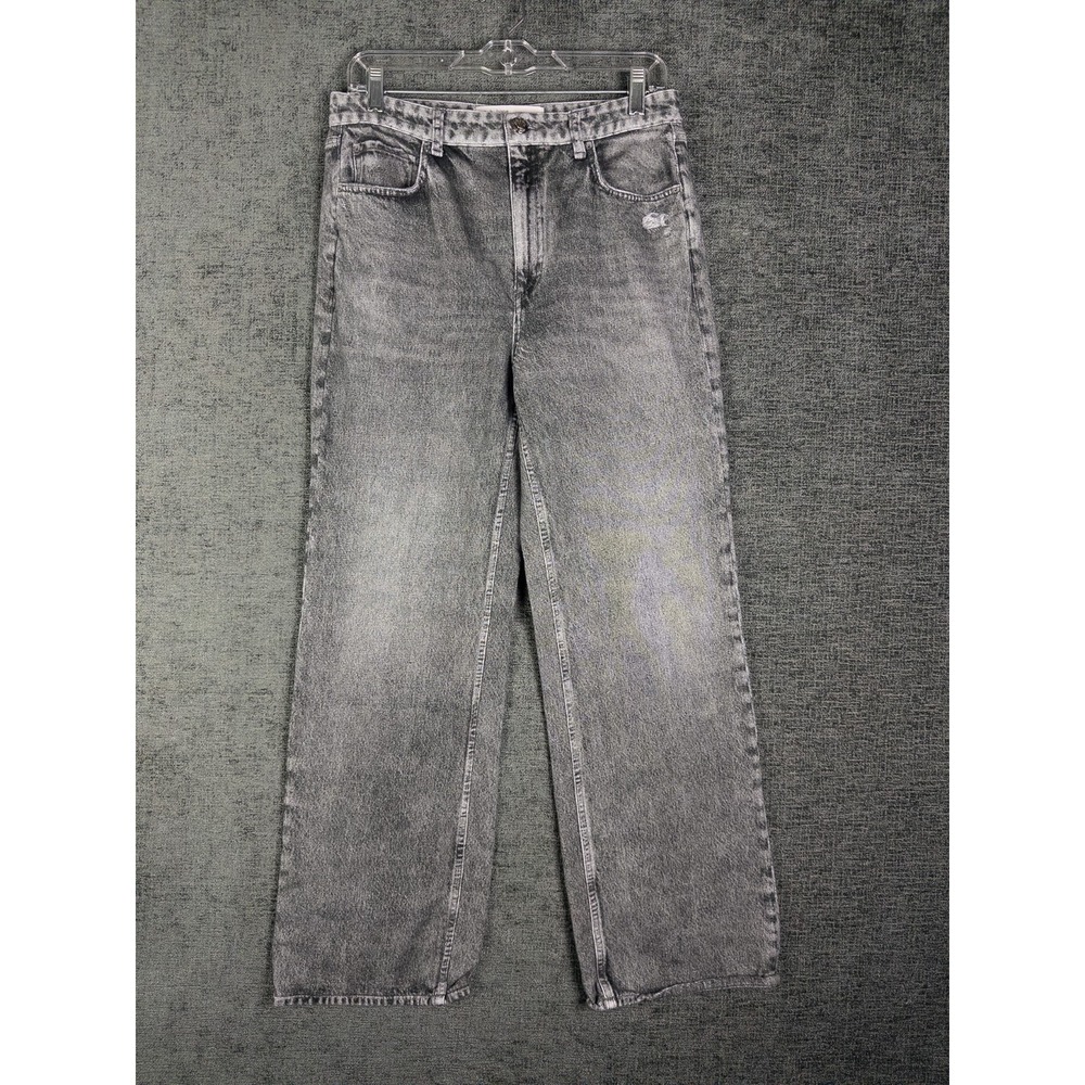 rag & bone Women's Wide Leg Gray Washed Jeans